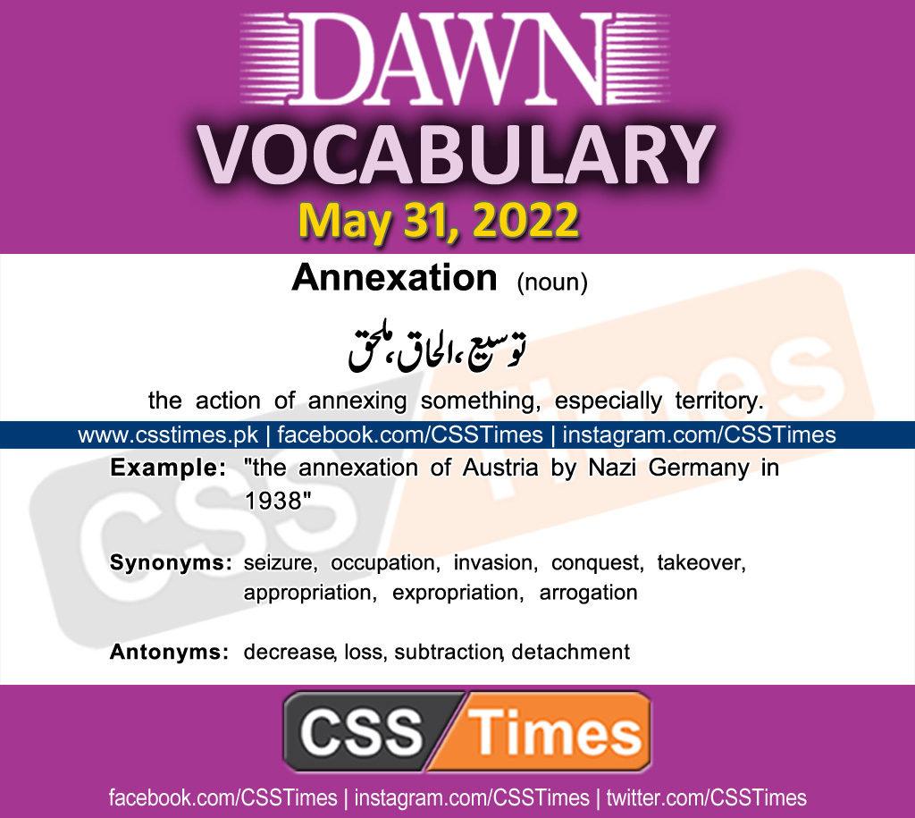 Daily DAWN News Vocabulary with Urdu Meaning (31 May 2022)