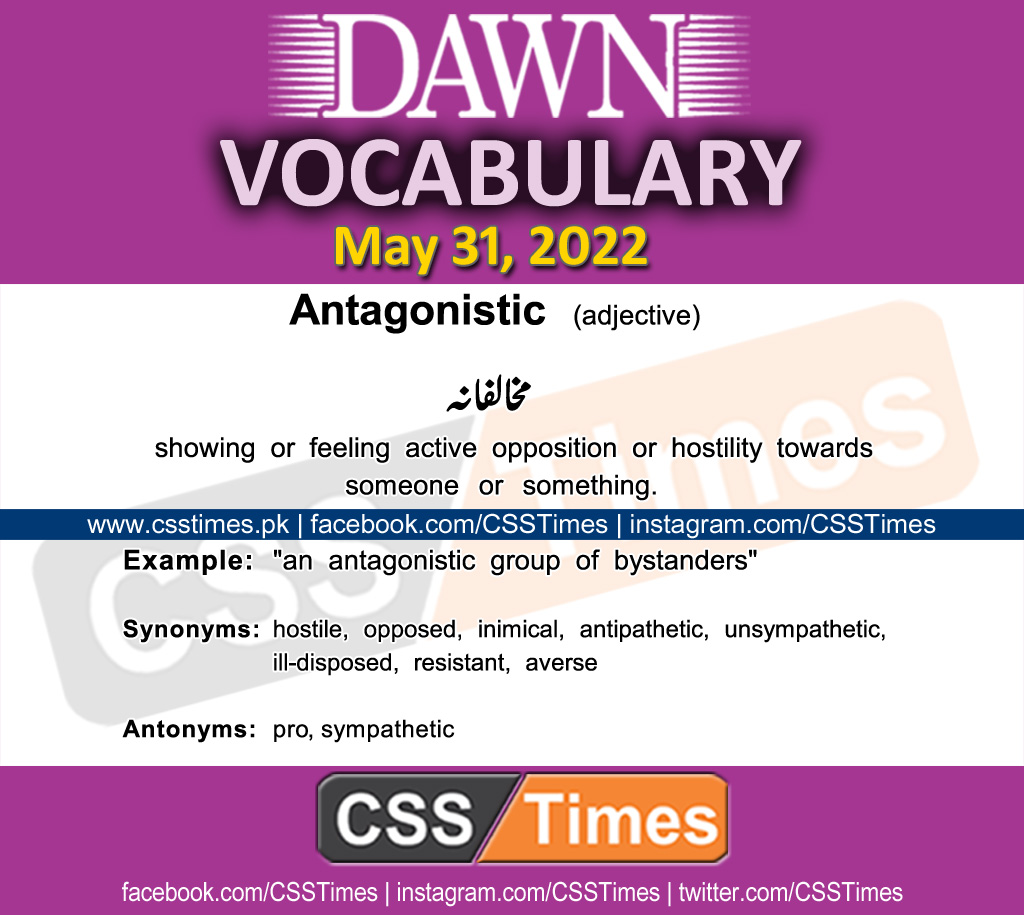 Daily DAWN News Vocabulary with Urdu Meaning (31 May 2022)