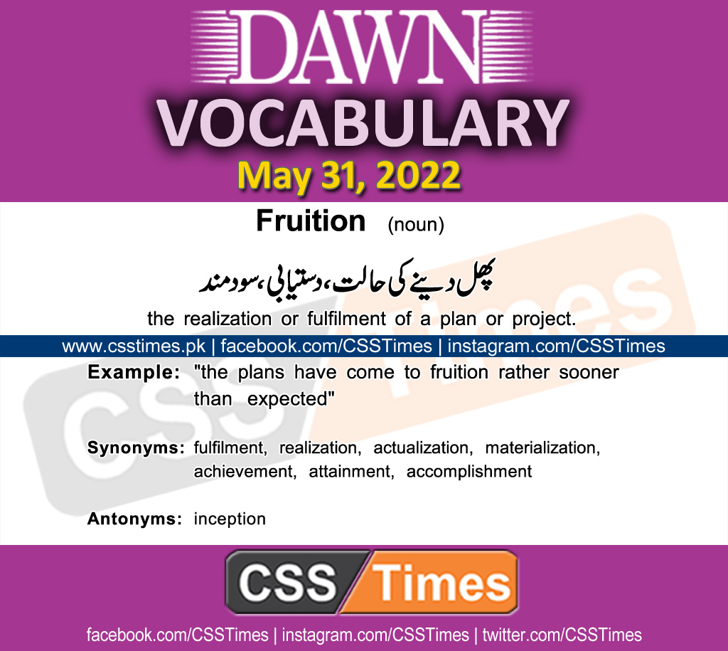 Daily DAWN News Vocabulary with Urdu Meaning (31 May 2022)