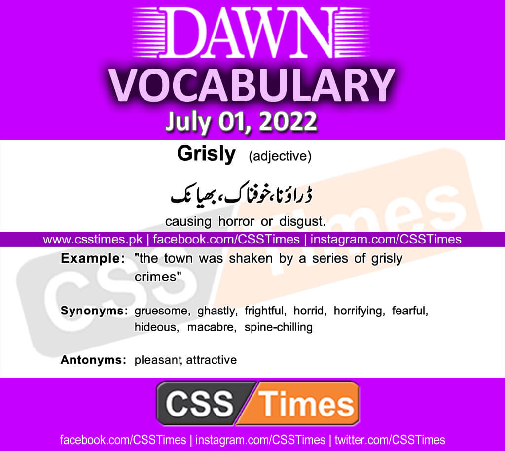 Daily DAWN News Vocabulary with Urdu Meaning (01 July 2022)