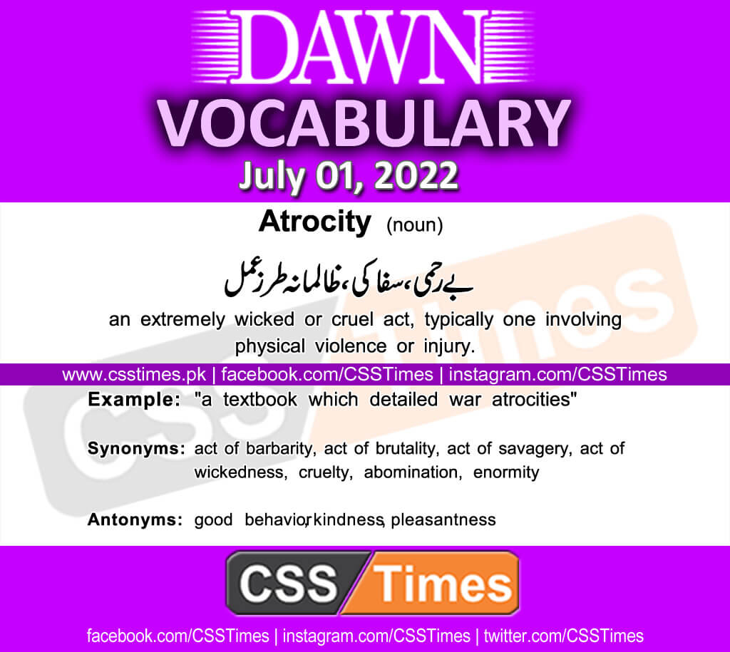 Daily DAWN News Vocabulary with Urdu Meaning (01 July 2022)