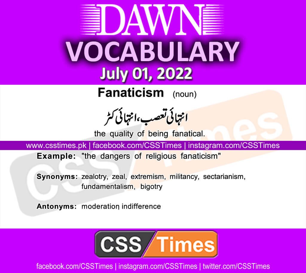 Daily DAWN News Vocabulary with Urdu Meaning (01 July 2022)