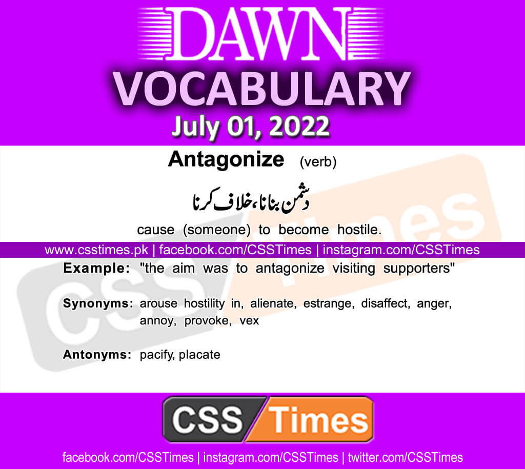 Daily DAWN News Vocabulary with Urdu Meaning (01 July 2022)