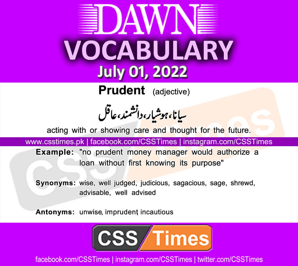 Daily DAWN News Vocabulary with Urdu Meaning (01 July 2022)