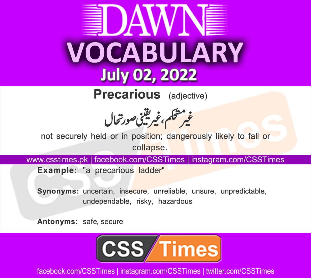 Daily DAWN News Vocabulary with Urdu Meaning (02 July 2022)