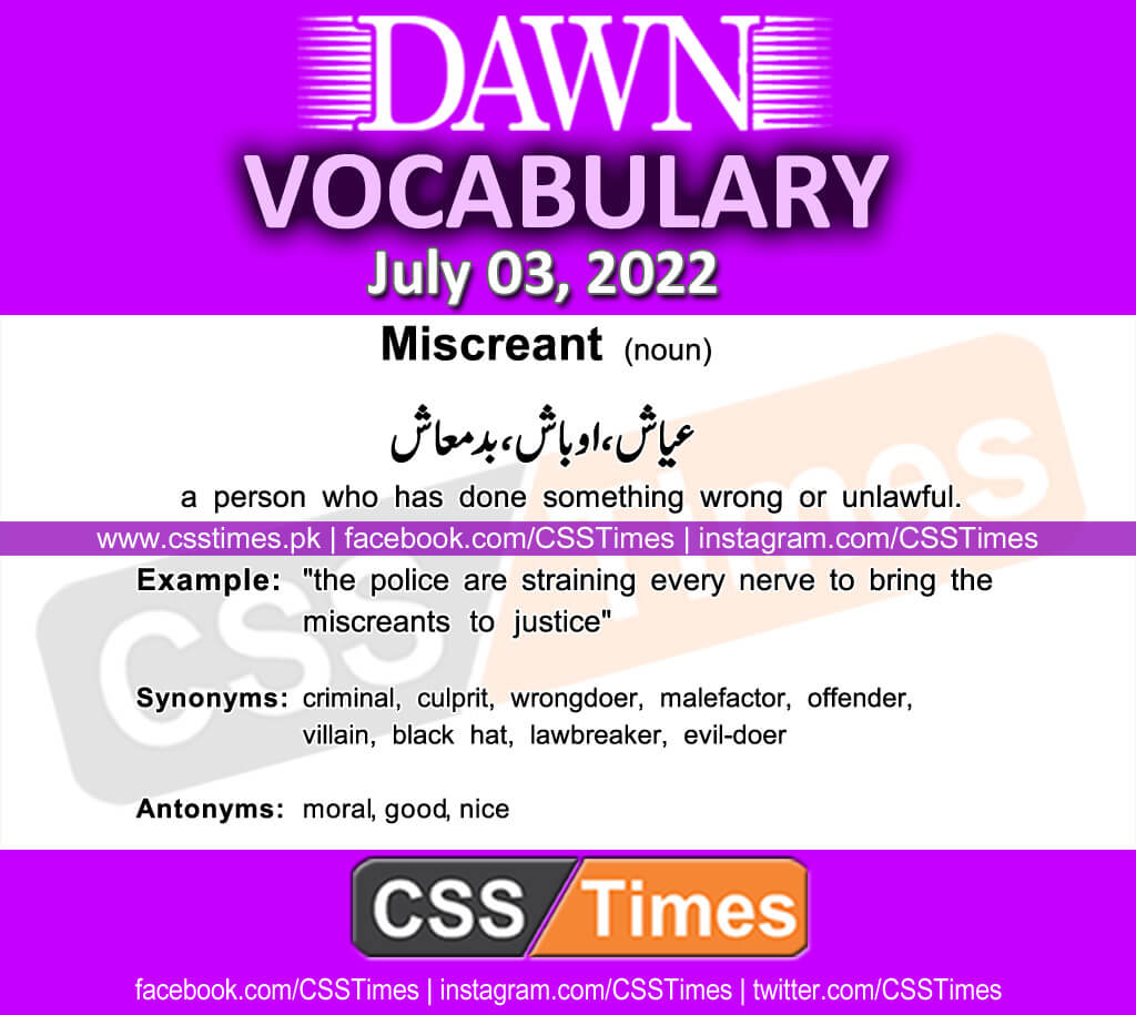 Daily DAWN News Vocabulary with Urdu Meaning (03 July 2022)