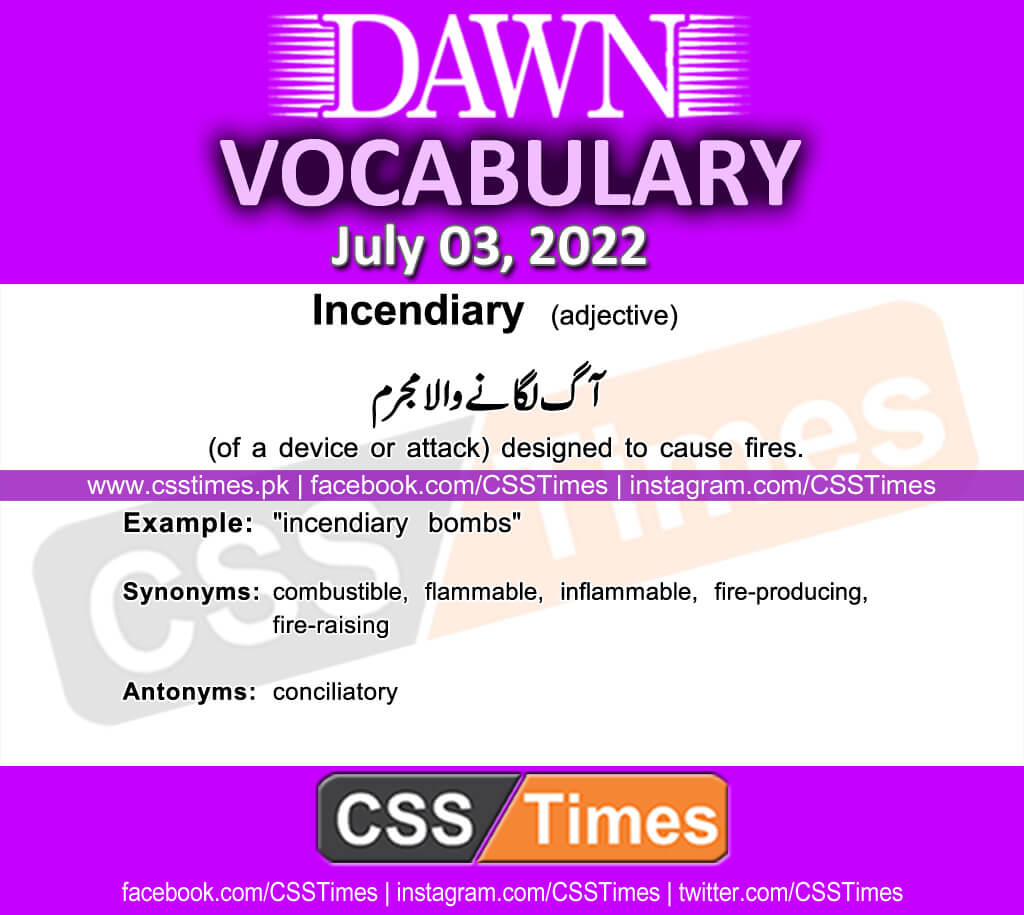 Daily DAWN News Vocabulary with Urdu Meaning (03 July 2022)