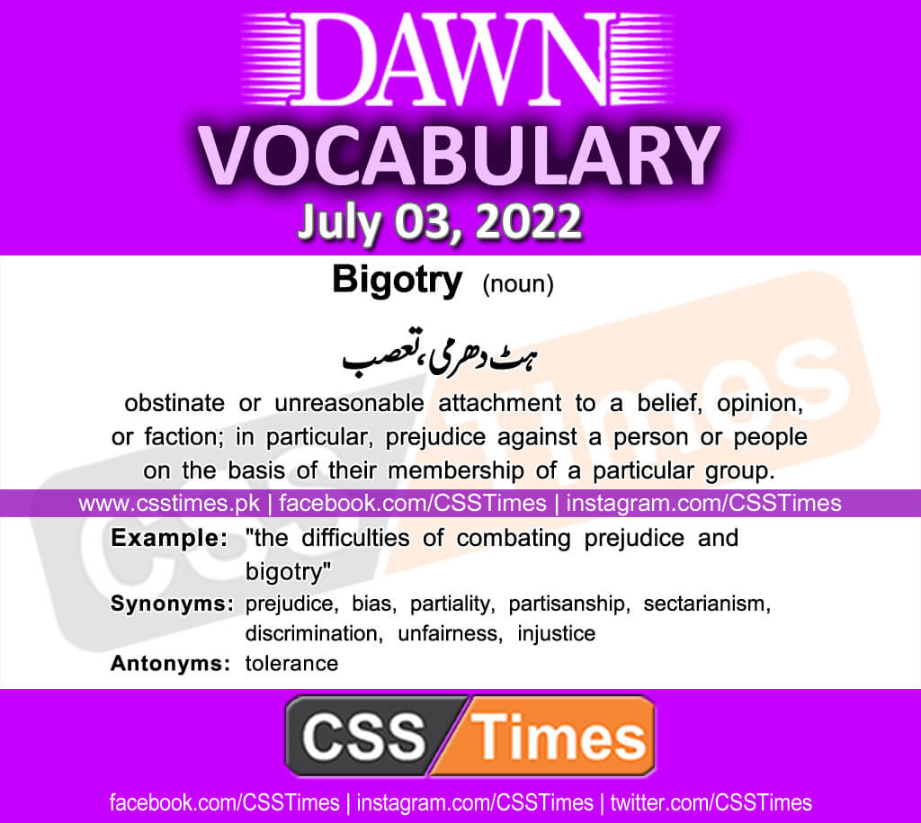 Daily DAWN News Vocabulary with Urdu Meaning (03 July 2022)