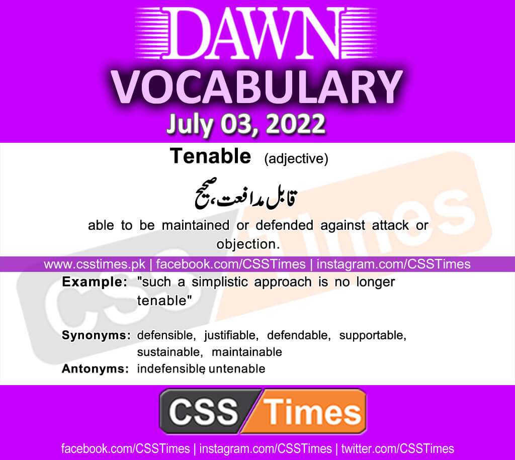 Daily DAWN News Vocabulary with Urdu Meaning (03 July 2022)