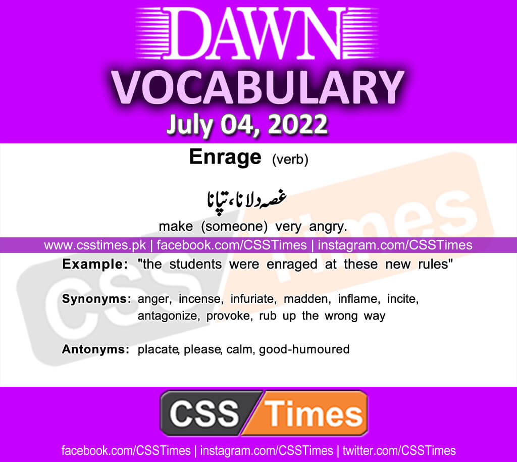 Daily DAWN News Vocabulary with Urdu Meaning (04 July 2022)