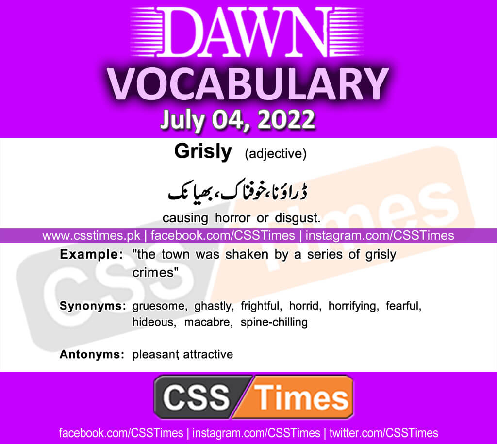 Daily DAWN News Vocabulary with Urdu Meaning (04 July 2022)