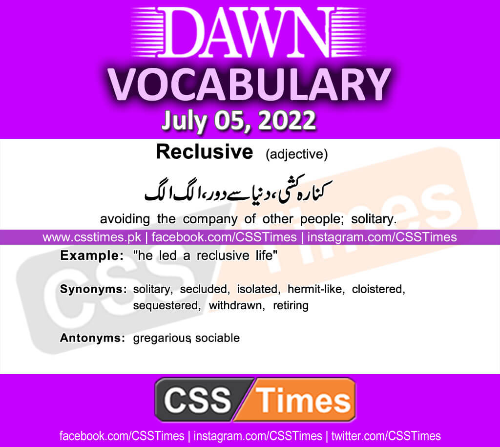 Daily DAWN News Vocabulary with Urdu Meaning (05 July 2022)