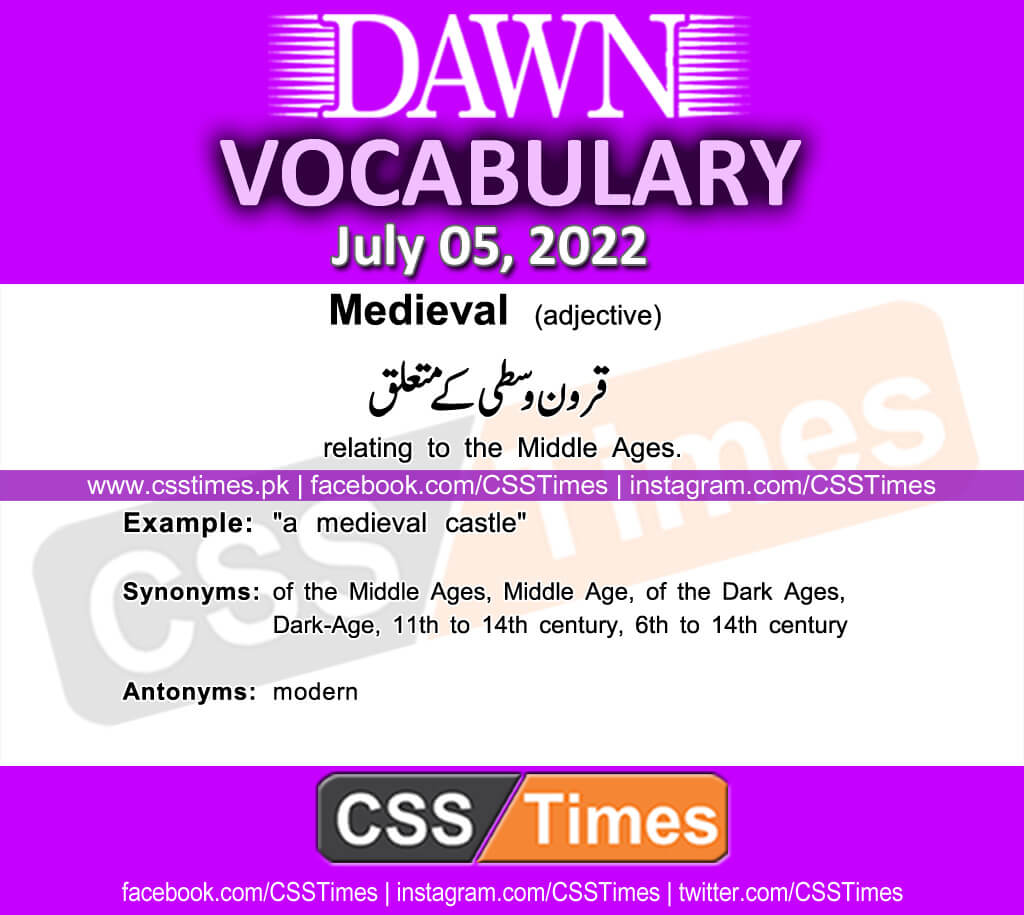 Daily DAWN News Vocabulary with Urdu Meaning (05 July 2022)