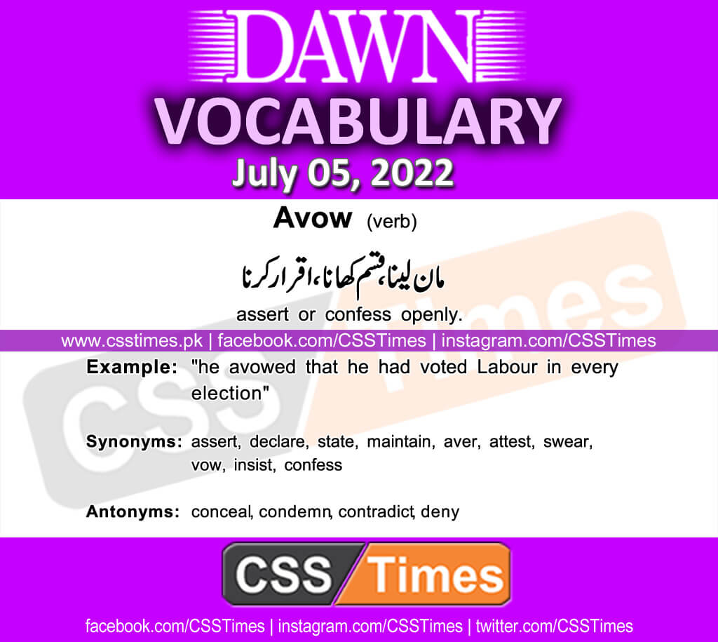 Daily DAWN News Vocabulary with Urdu Meaning (05 July 2022)