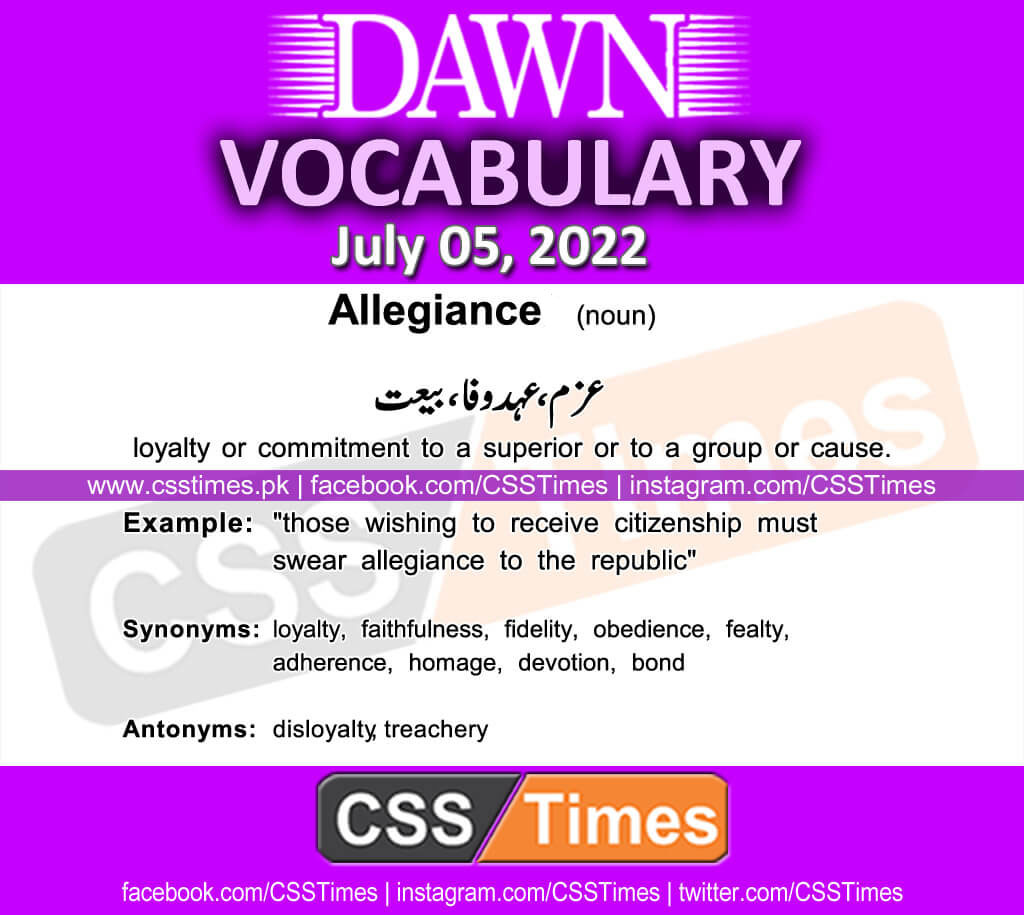 Daily DAWN News Vocabulary with Urdu Meaning (05 July 2022)