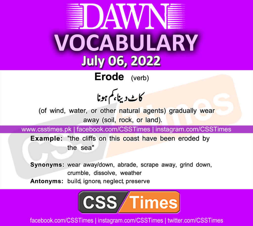 Daily DAWN News Vocabulary with Urdu Meaning (06 July 2022)