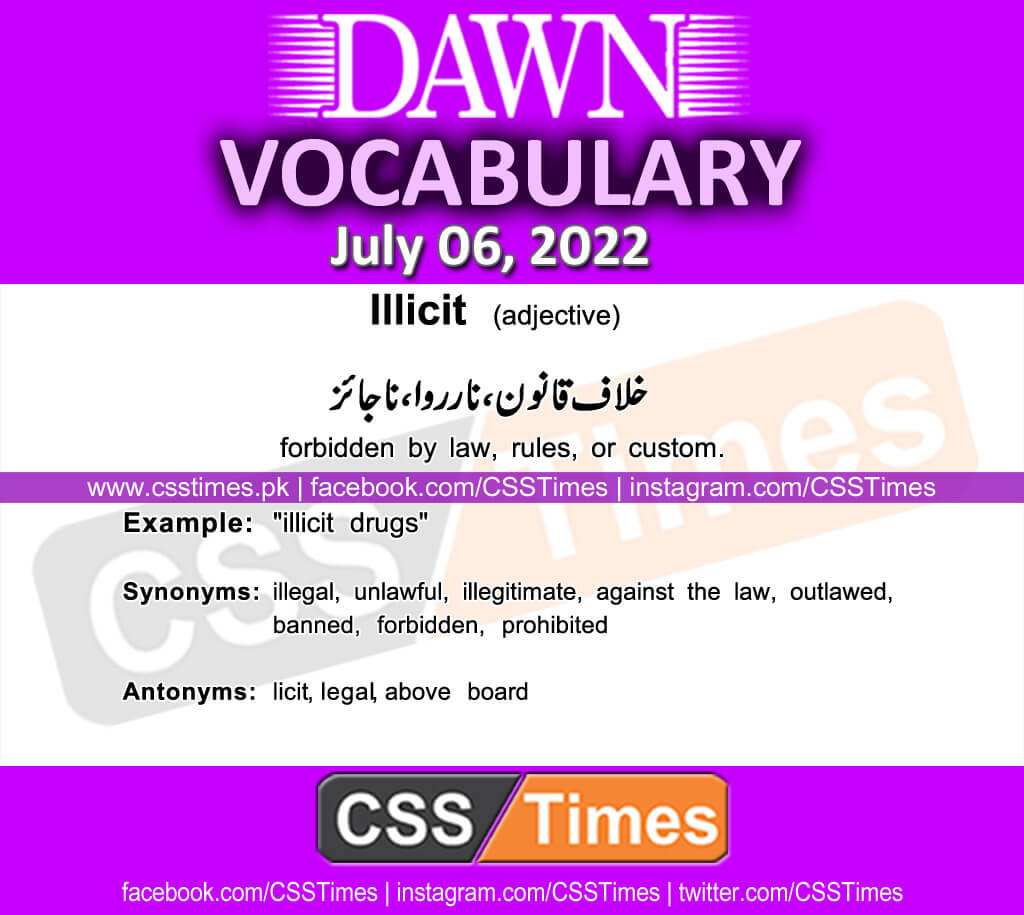 Daily DAWN News Vocabulary with Urdu Meaning (06 July 2022)