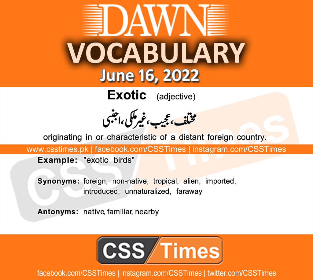 Daily DAWN News Vocabulary with Urdu Meaning (16 June 2022)