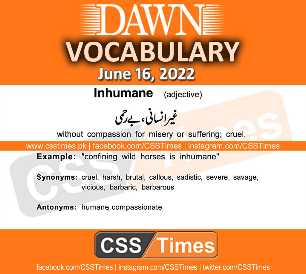 Daily DAWN News Vocabulary with Urdu Meaning (16 June 2022)