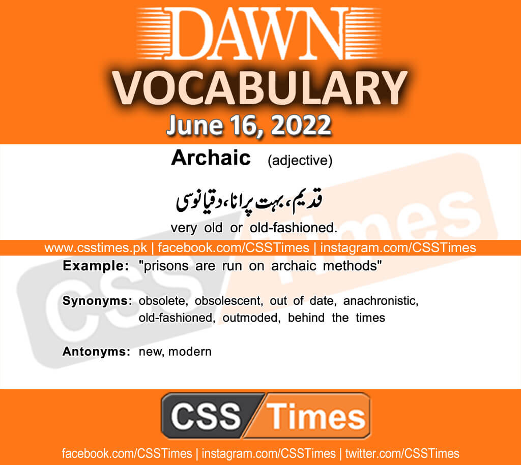 Daily DAWN News Vocabulary with Urdu Meaning (16 June 2022)