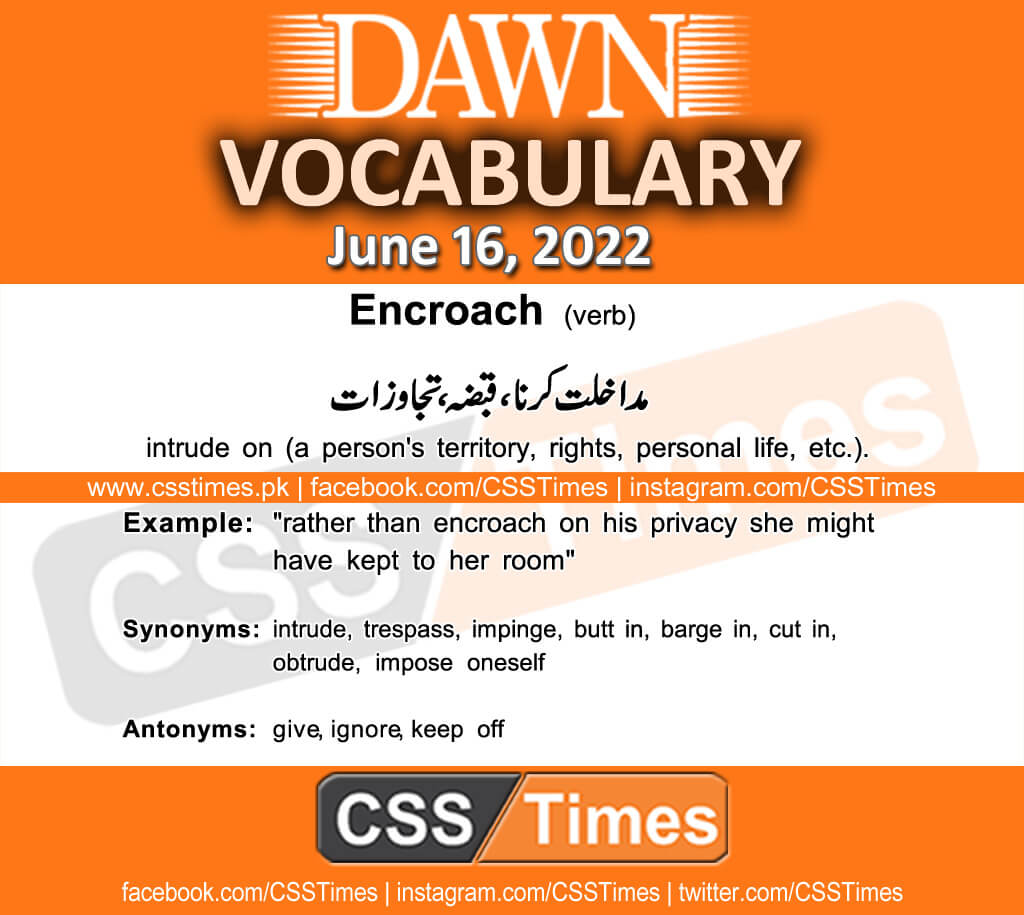 Daily DAWN News Vocabulary with Urdu Meaning (16 June 2022)