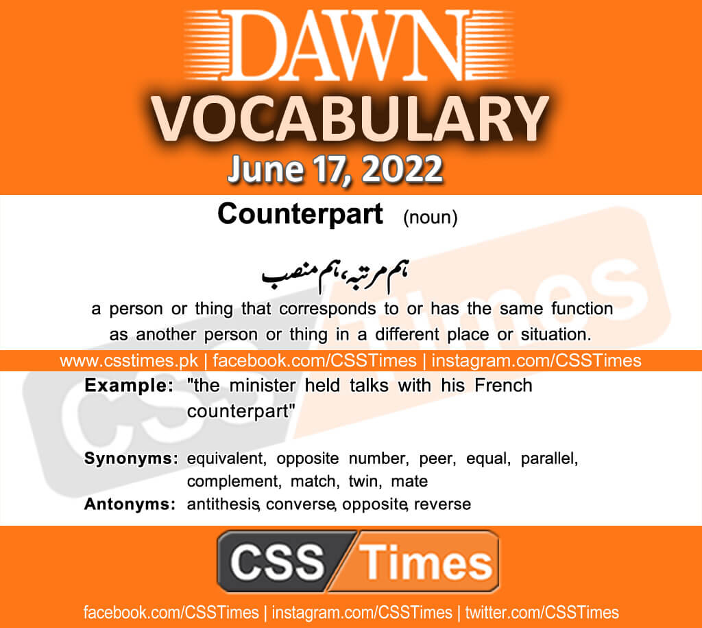 Daily DAWN News Vocabulary with Urdu Meaning (17 June 2022)