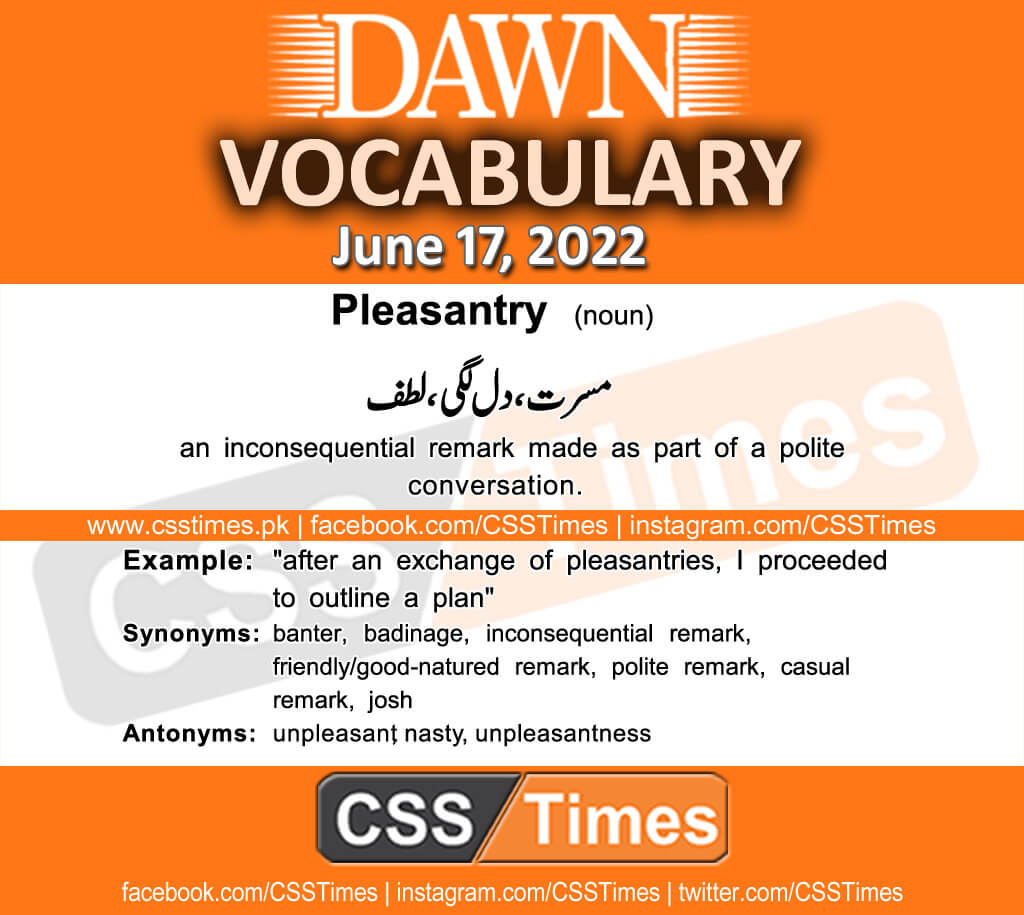 Daily DAWN News Vocabulary with Urdu Meaning (17 June 2022)