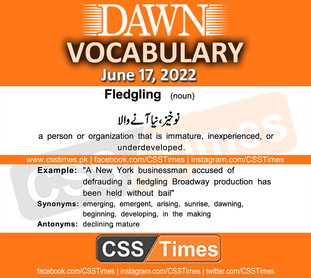 Daily DAWN News Vocabulary with Urdu Meaning (17 June 2022)