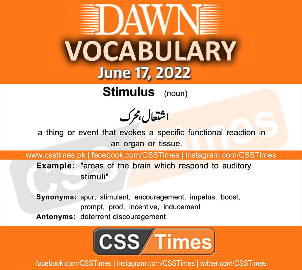 Daily DAWN News Vocabulary with Urdu Meaning (17 June 2022)