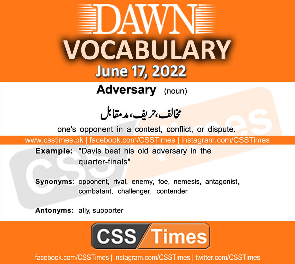 Daily DAWN News Vocabulary with Urdu Meaning (17 June 2022)