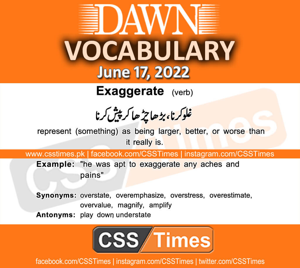 Daily DAWN News Vocabulary with Urdu Meaning (17 June 2022)