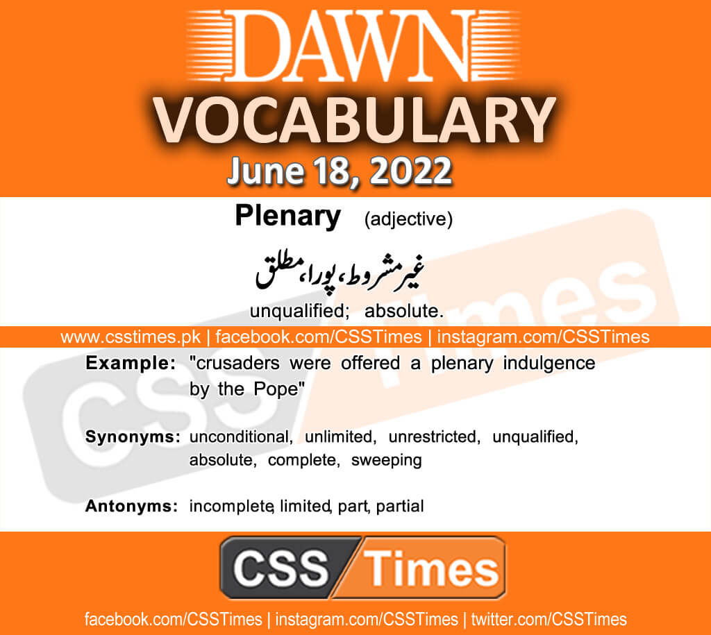 Daily DAWN News Vocabulary with Urdu Meaning (18 June 2022)