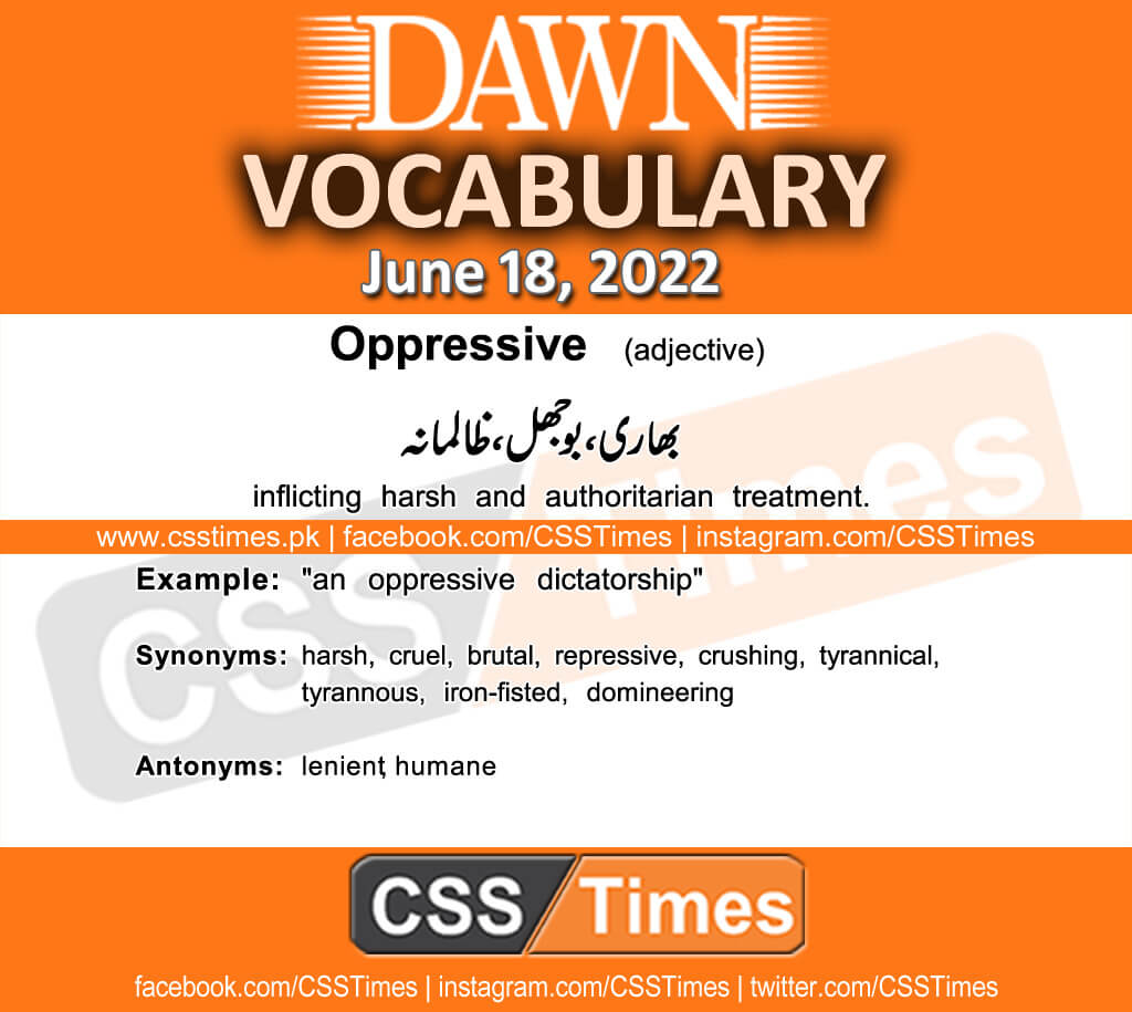 Daily DAWN News Vocabulary with Urdu Meaning (18 June 2022)