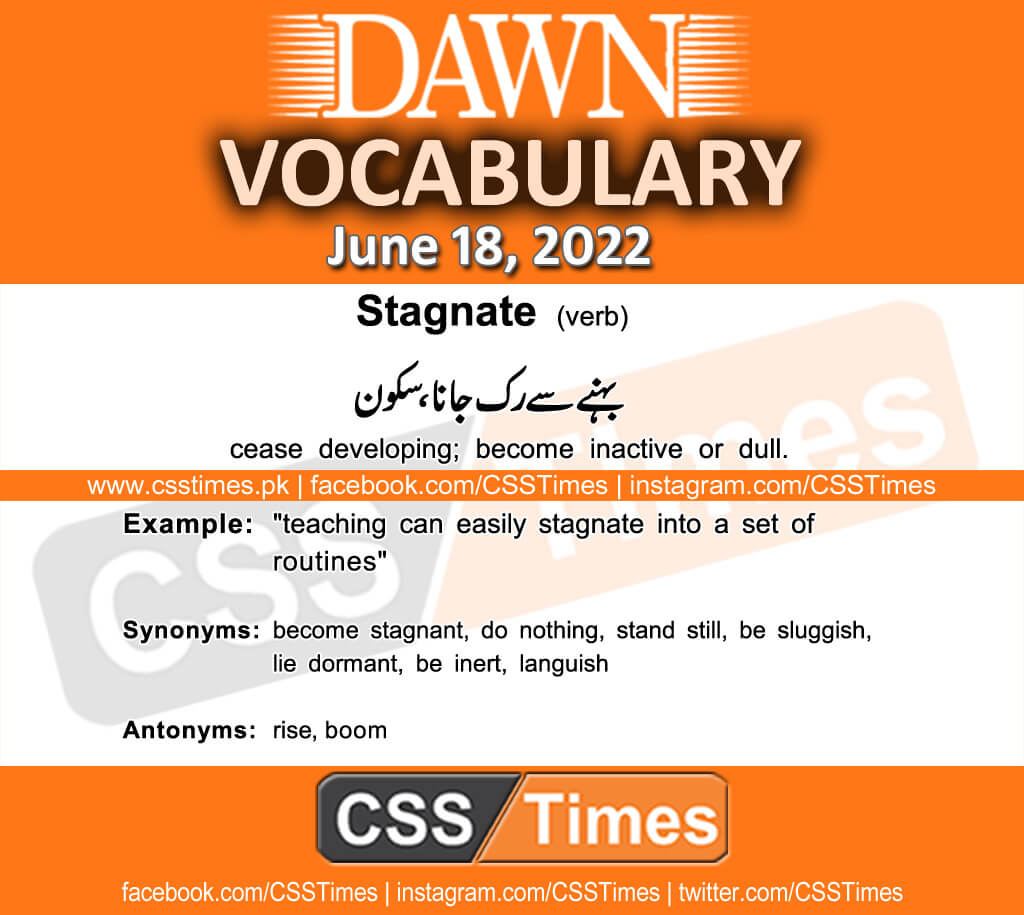 Daily DAWN News Vocabulary with Urdu Meaning (18 June 2022)