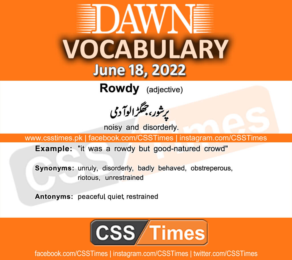 Daily DAWN News Vocabulary with Urdu Meaning (18 June 2022)