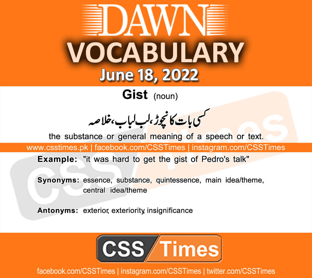 Daily DAWN News Vocabulary with Urdu Meaning (18 June 2022)