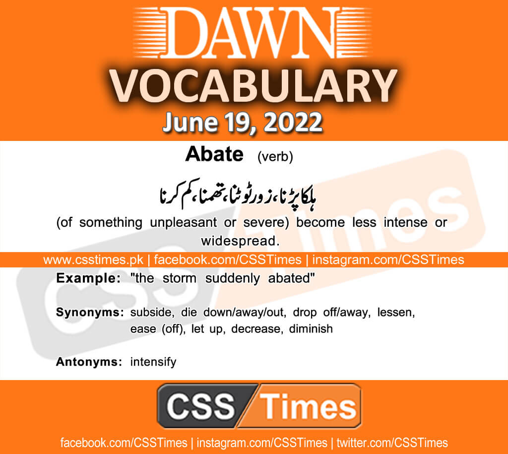 Daily DAWN News Vocabulary with Urdu Meaning (19 June 2022)