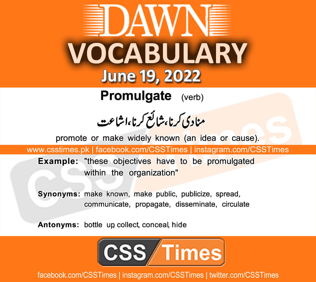 Daily DAWN News Vocabulary with Urdu Meaning (19 June 2022)