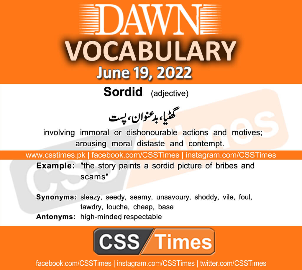 Daily DAWN News Vocabulary with Urdu Meaning (19 June 2022)