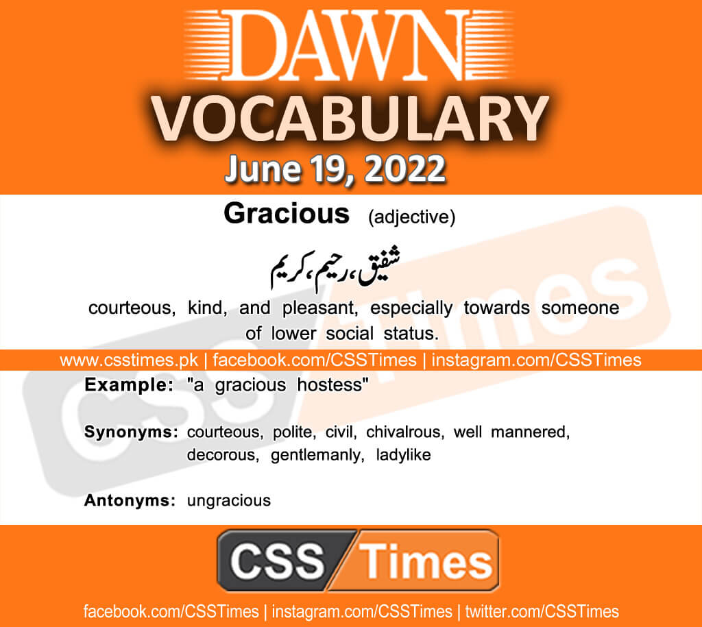 Daily DAWN News Vocabulary with Urdu Meaning (19 June 2022)