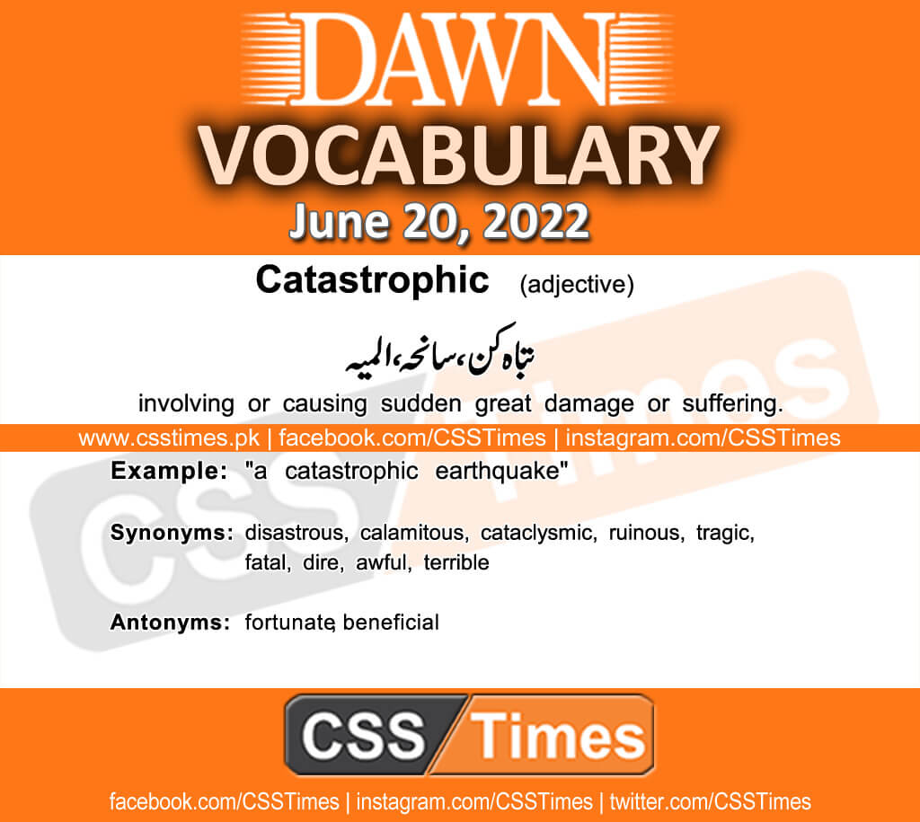 Daily DAWN News Vocabulary with Urdu Meaning (20 June 2022)