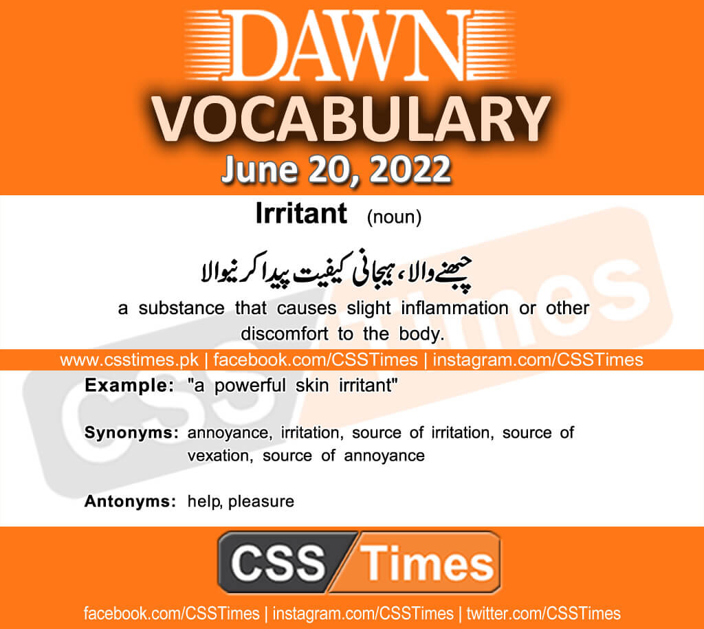 Daily DAWN News Vocabulary with Urdu Meaning (20 June 2022)