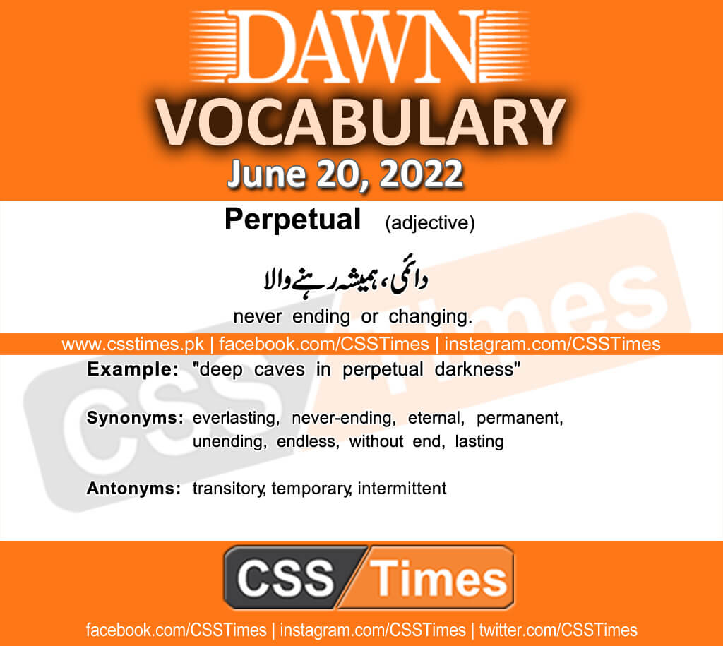 Daily DAWN News Vocabulary with Urdu Meaning (20 June 2022)