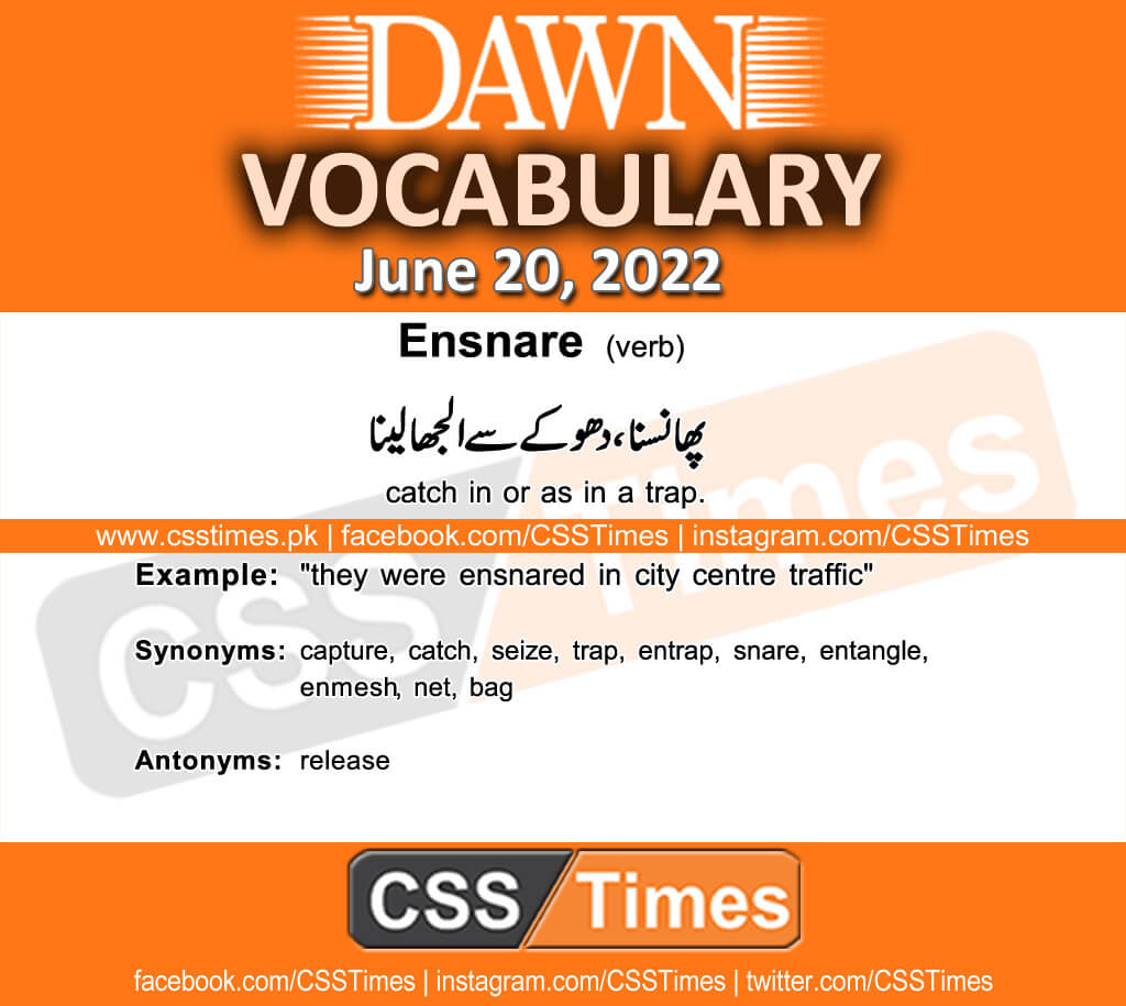 Daily DAWN News Vocabulary with Urdu Meaning (20 June 2022)