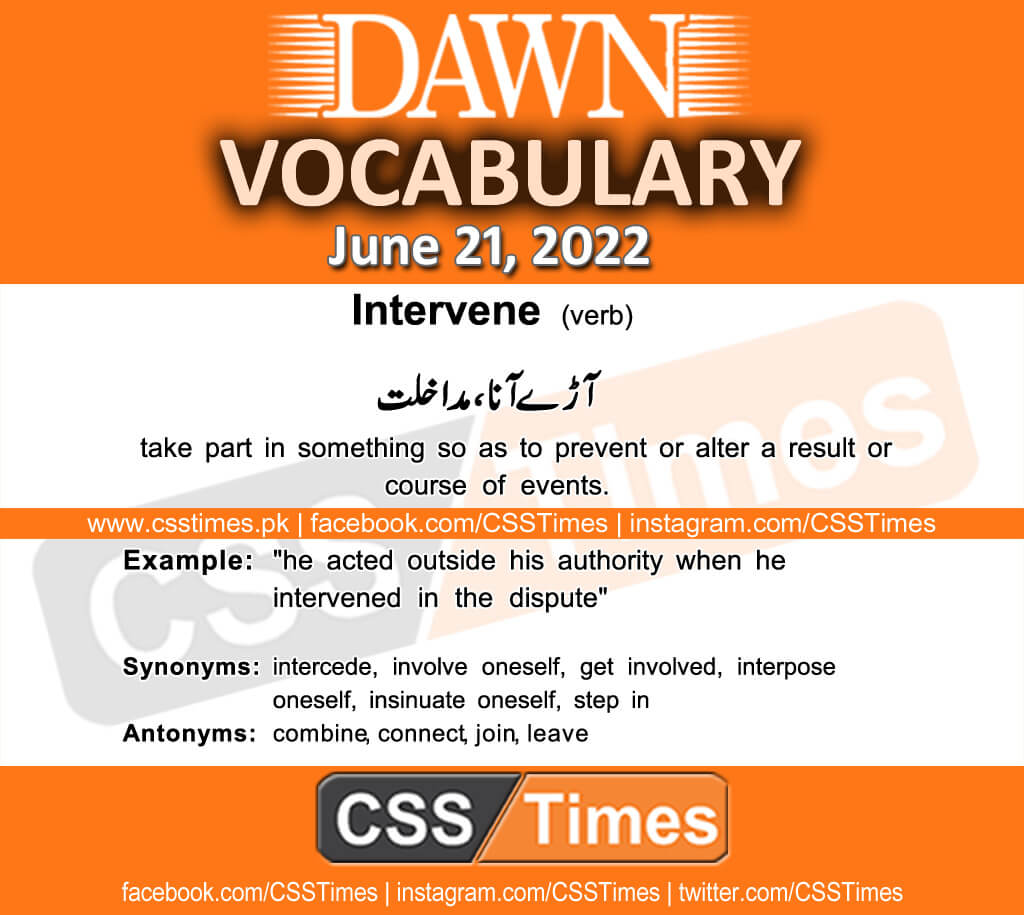 Daily DAWN News Vocabulary with Urdu Meaning (21 June 2022)