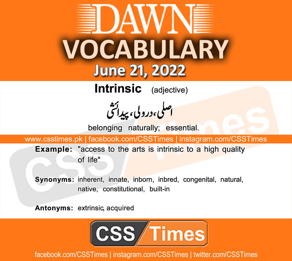 Daily DAWN News Vocabulary with Urdu Meaning (21 June 2022)