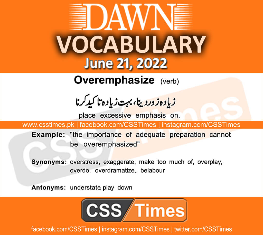 Daily DAWN News Vocabulary with Urdu Meaning (21 June 2022)