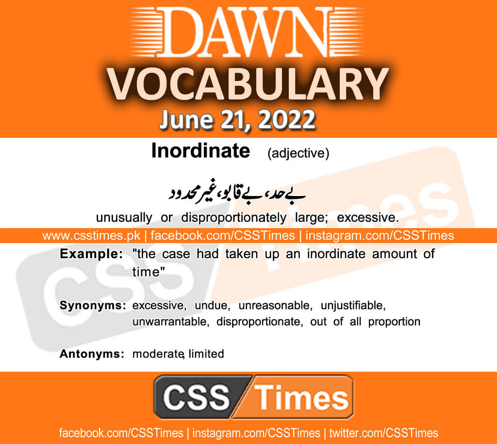 Daily DAWN News Vocabulary with Urdu Meaning (21 June 2022)