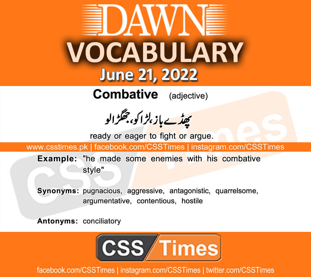 Daily DAWN News Vocabulary with Urdu Meaning (21 June 2022)