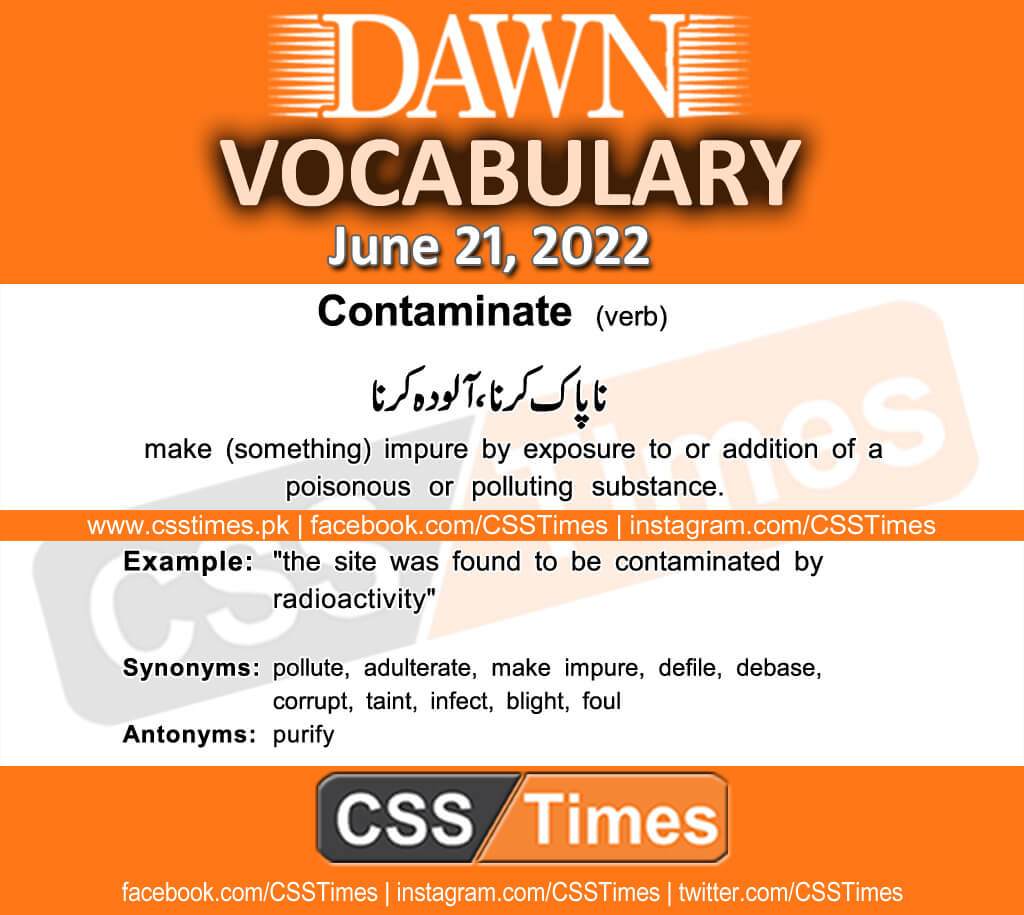 Daily DAWN News Vocabulary with Urdu Meaning (21 June 2022)